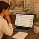 Venue manager reviewing an AI lead scoring dashboard on her laptop