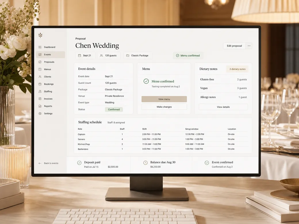 Caterers workflow system concept