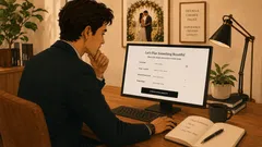 Wedding professional reviewing a clear inquiry form on a desktop monitor