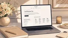 Inquiry Score tool displayed on a laptop in a styled wedding vendor workspace